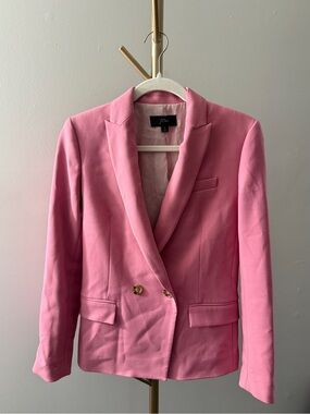 J. Crew Pink Double-Breasted Blazer with Gold Buttons